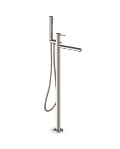 Επιδαπέδια Μπαταρία Λουτρού - Μπανιέρας Armando Vicario Cyrcus Inox Finish με Βάση Τηλεφώνου και Άθραυστο Σπιράλ