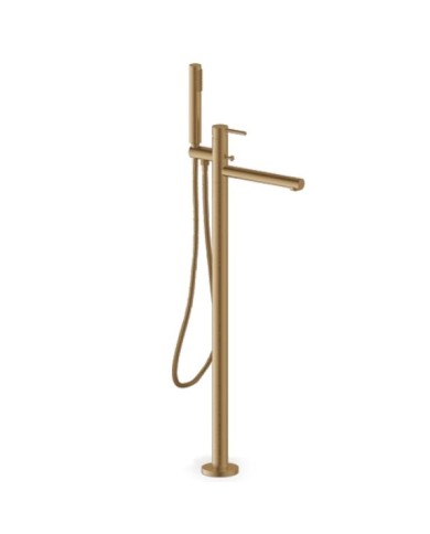 Επιδαπέδια Μπαταρία Λουτρού - Μπανιέρας Armando Vicario Cyrcus Antique Brass με Βάση Τηλεφώνου και Άθραυστο Σπιράλ