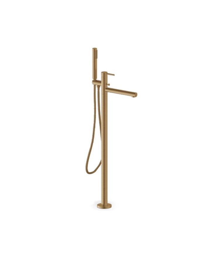 Επιδαπέδια Μπαταρία Λουτρού - Μπανιέρας Armando Vicario Cyrcus Antique Brass με Βάση Τηλεφώνου και Άθραυστο Σπιράλ