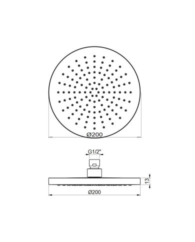 Tilting Shower Head Ø20 & Ceiling Arm 10cm Almar Black Matt