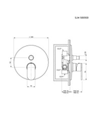 Built-in Bathroom Set Armando Vicario Slim Black Matt 2 Outlet Mixer & Ceiling Head Round Ø20cm & Telephone with Bracket