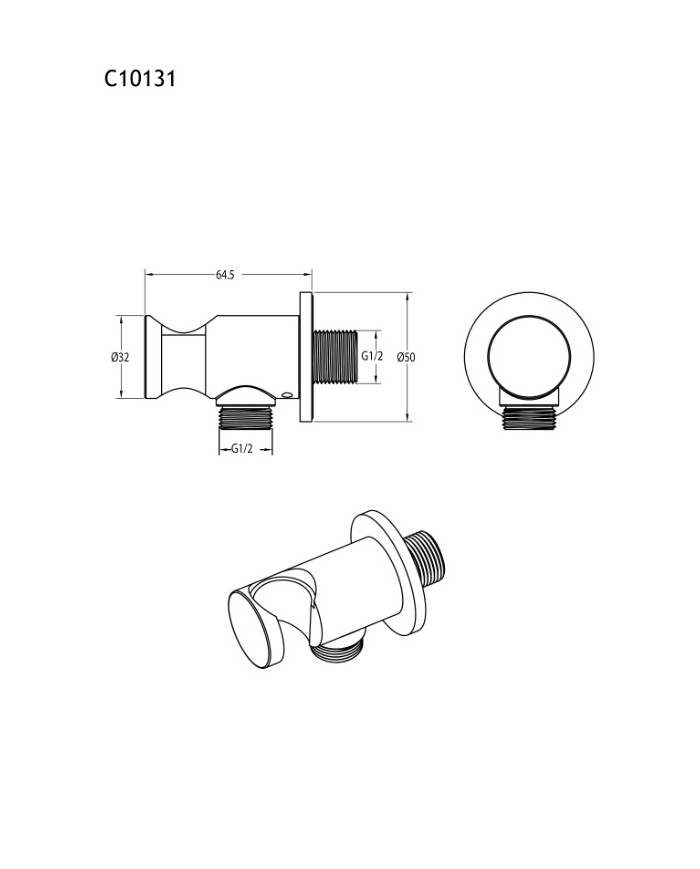 Built-in Bathroom Set Armando Vicario Slim Black Matt 2 Outlet Mixer & Ceiling Head Round Ø20cm & Telephone with Bracket