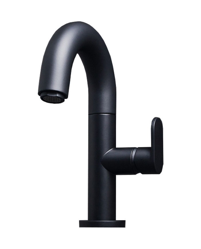 Μπαταρία Νιπτήρα Αναμεικτική Armando Vicario Slim Black Matt με Βαλβίδα (500010-400)