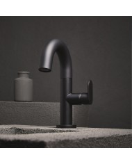 Μπαταρία Νιπτήρα Αναμεικτική Armando Vicario Slim Black Matt με Βαλβίδα (500010-400)