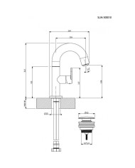 Μπαταρία Νιπτήρα Αναμεικτική Armando Vicario Slim Black Matt με Βαλβίδα (500010-400)