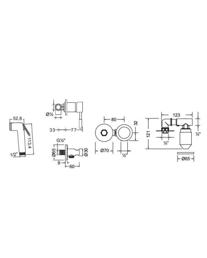Built-in Bidet System La Torre Tech Flush Mix with Mixer & Sanitary Shower Black Matt 1 Hole (12211-400)