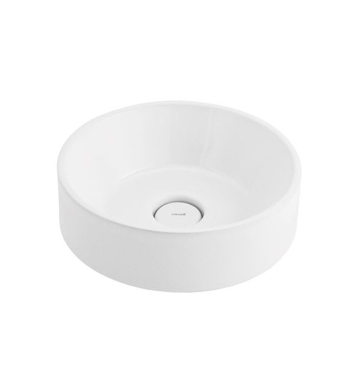 λευκός επικαθήμενος νιπτήρας μπάνιου στρογγυλός